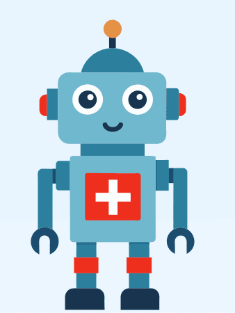 Webo AI Robot - A friendly blue robot with medical cross symbol, representing AI-powered website health analysis and diagnostics